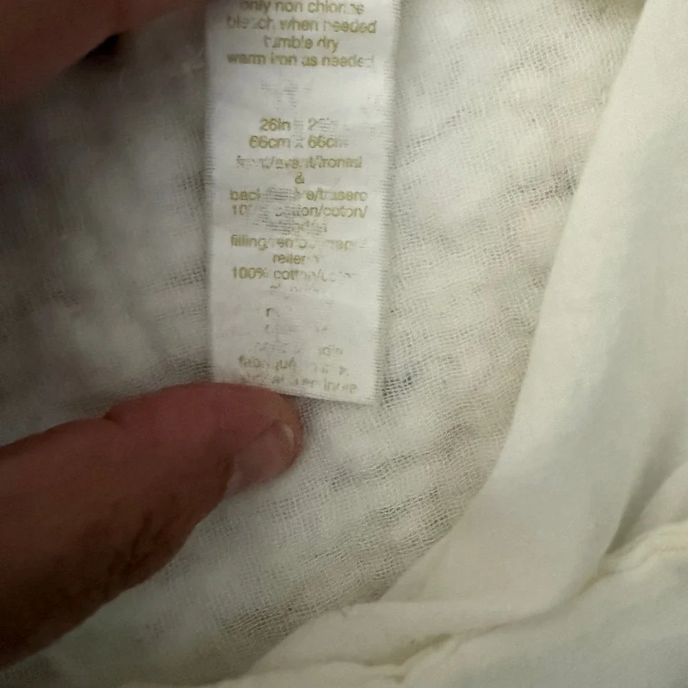 West Elm Euro Sham Ivory White Cotton Quilted Rosette Textured Square 27x24